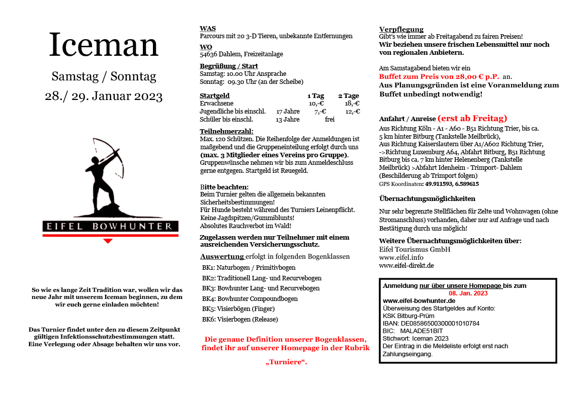 Uitnodiging Iceman Eifel-Bowhunter 2023